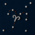 Silver Crystal Aries Charm