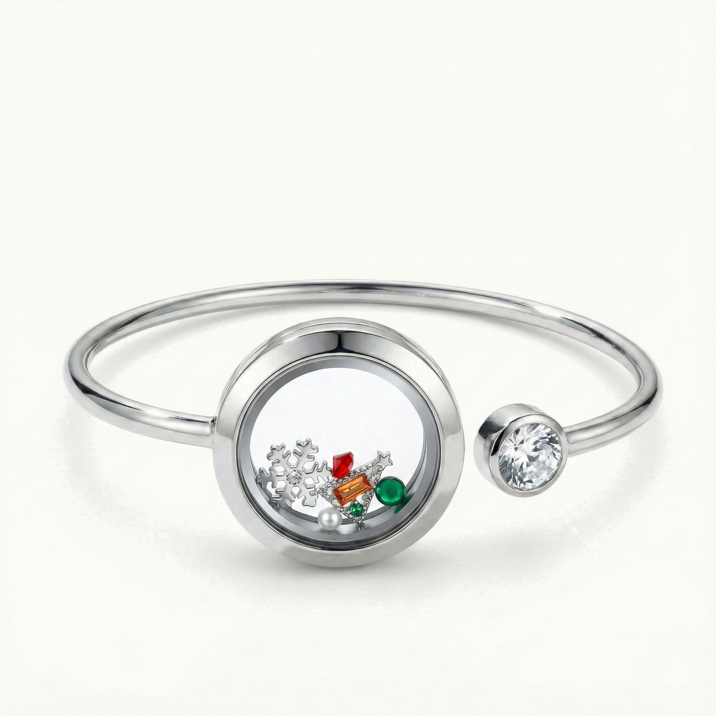 Silver Crystal Snowflake Charm