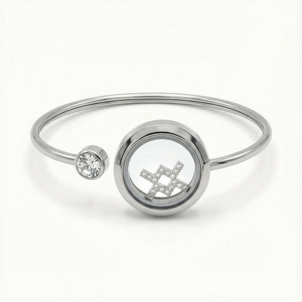 Silver Crystal Aquarius Charm