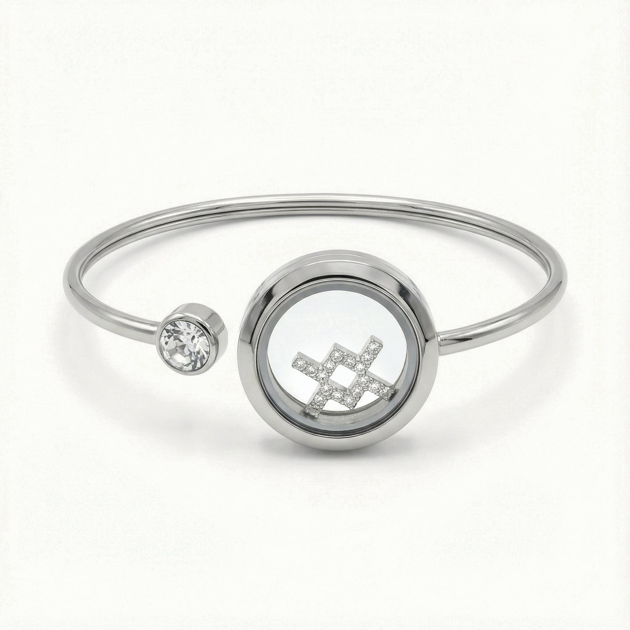 Silver Crystal Aquarius Charm
