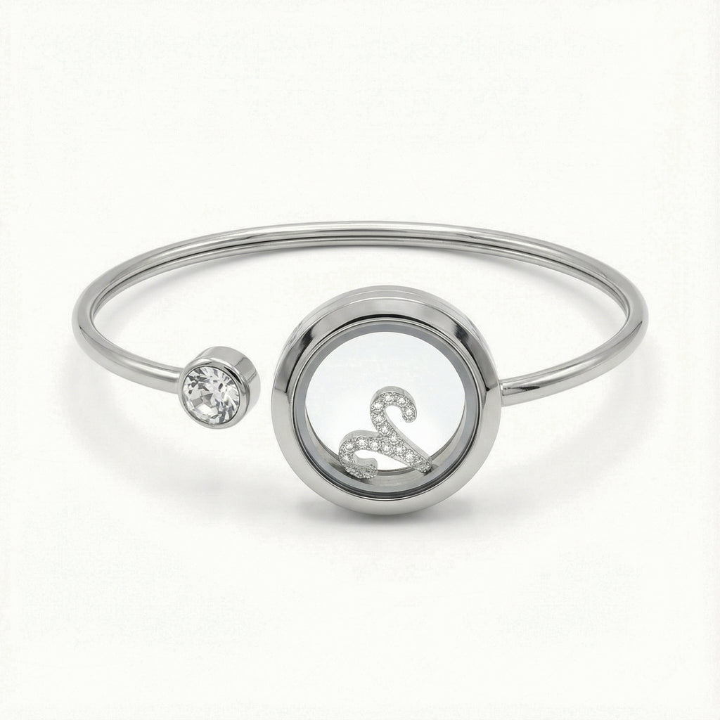 Silver Crystal Aries Charm