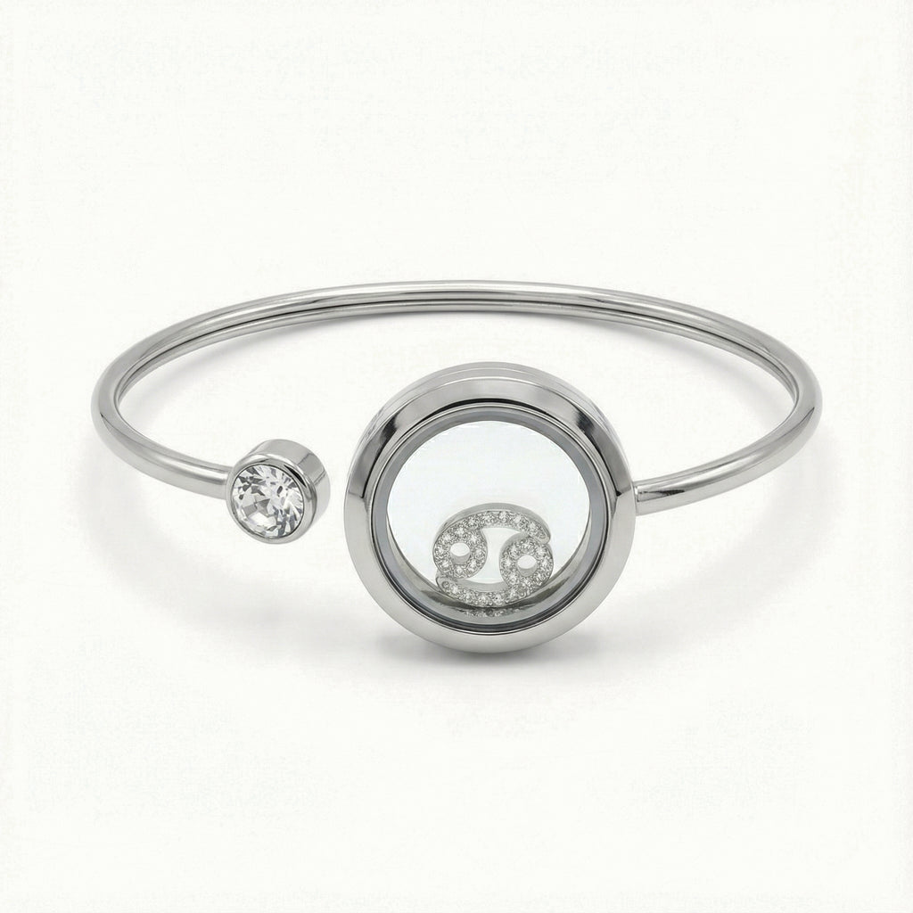 Silver Crystal Cancer Charm