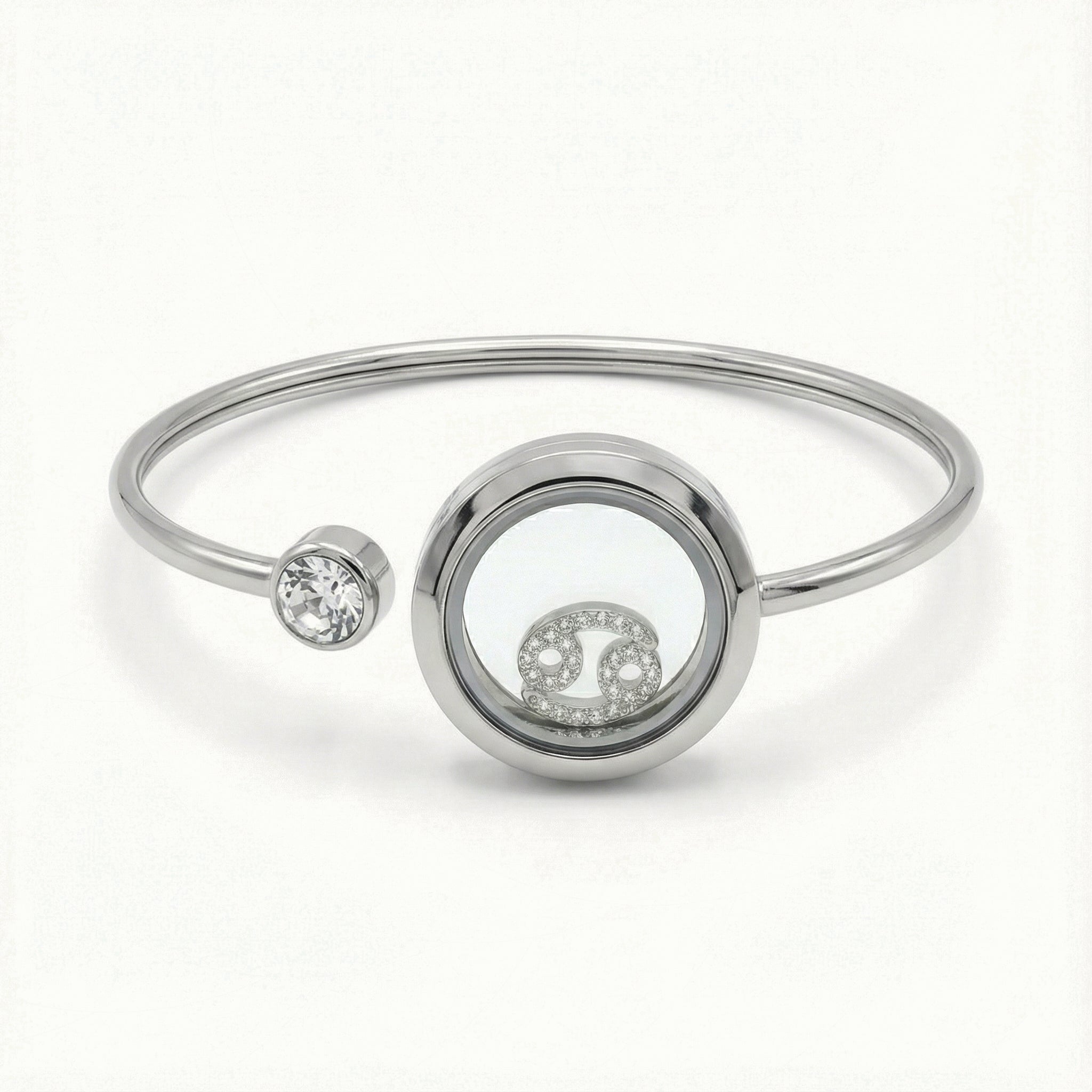Silver Crystal Cancer Charm