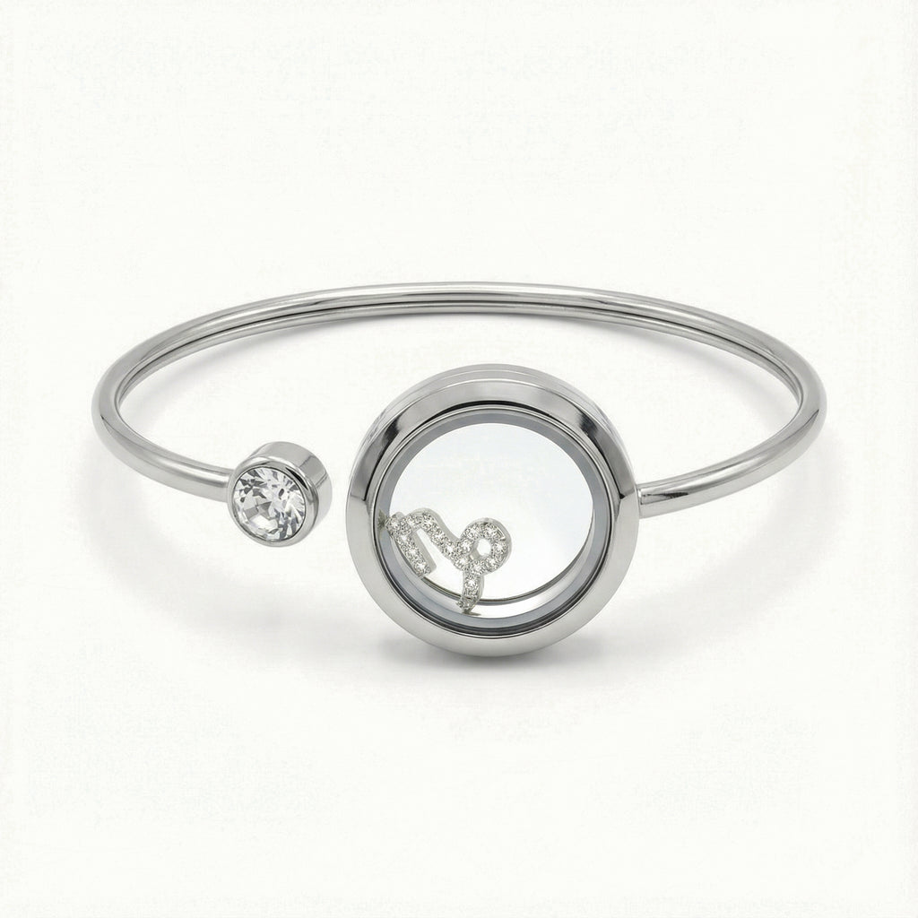Silver Crystal Capricorn Charm