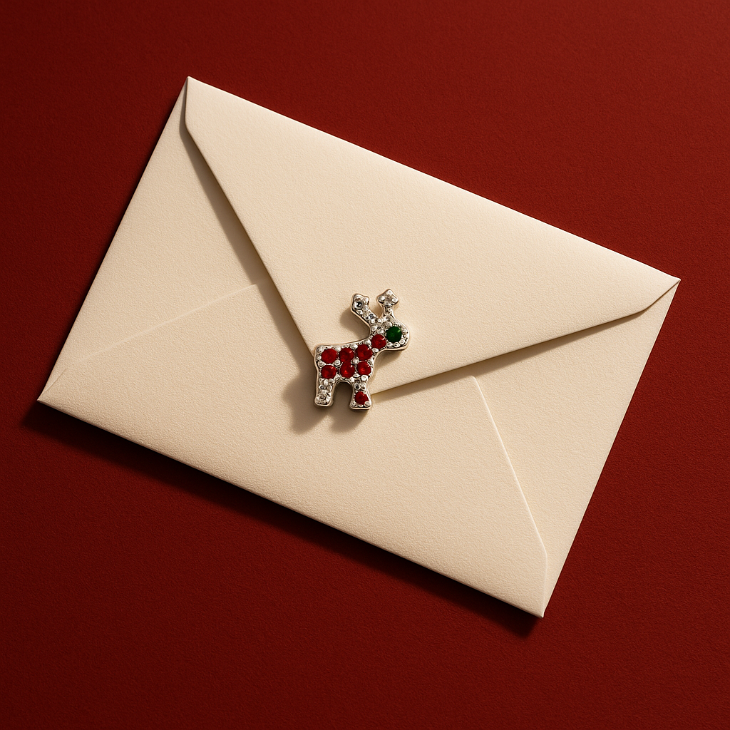 Red Crystal Reindeer Charm