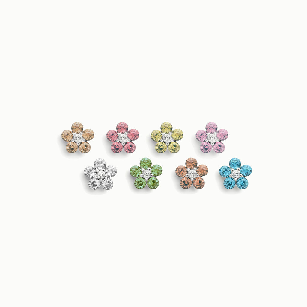 Multicolor Mini Crystal Flower Charms Set