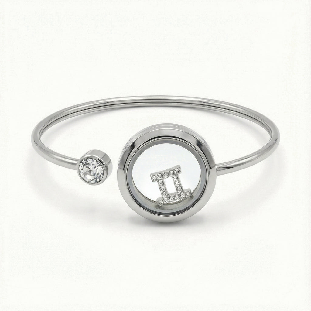 Silver Crystal Gemini Charm