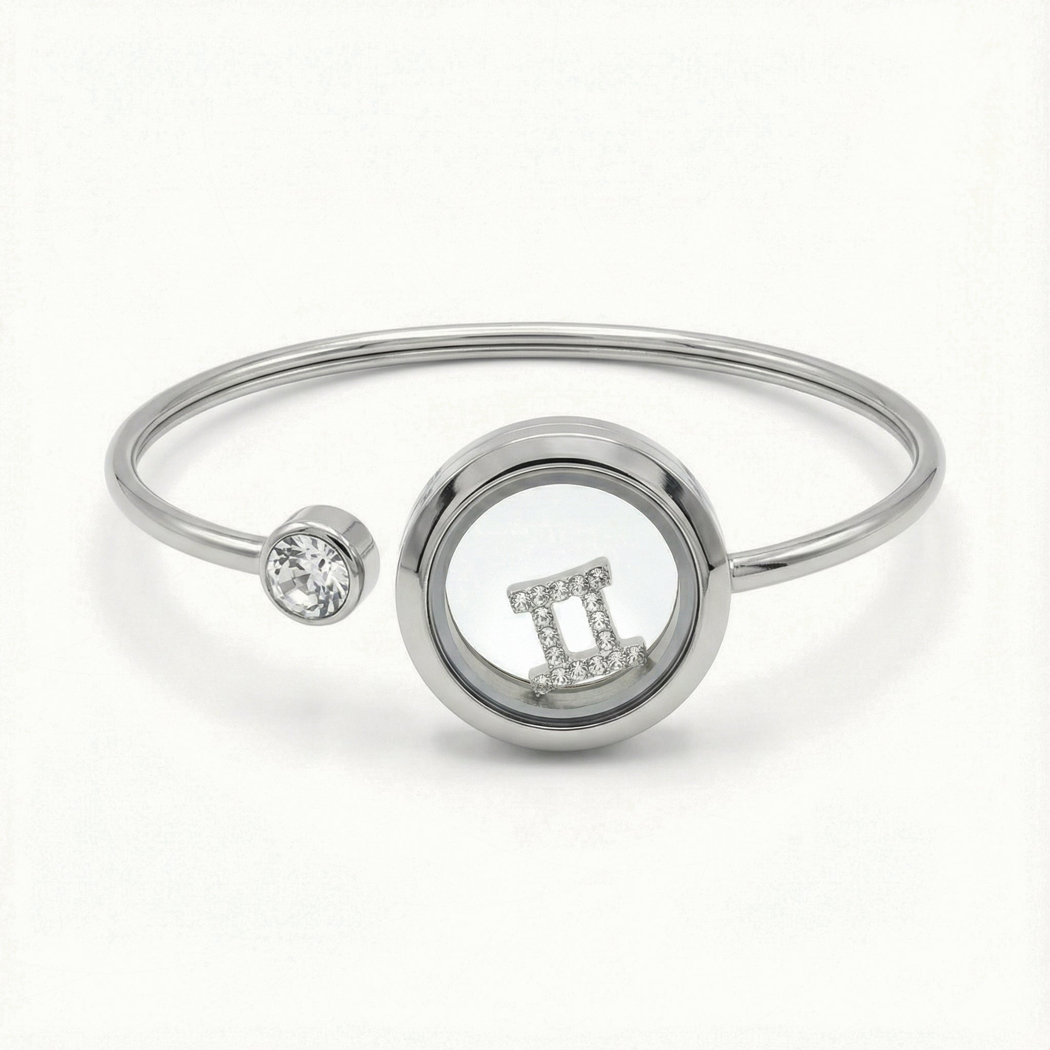 Silver Crystal Gemini Charm