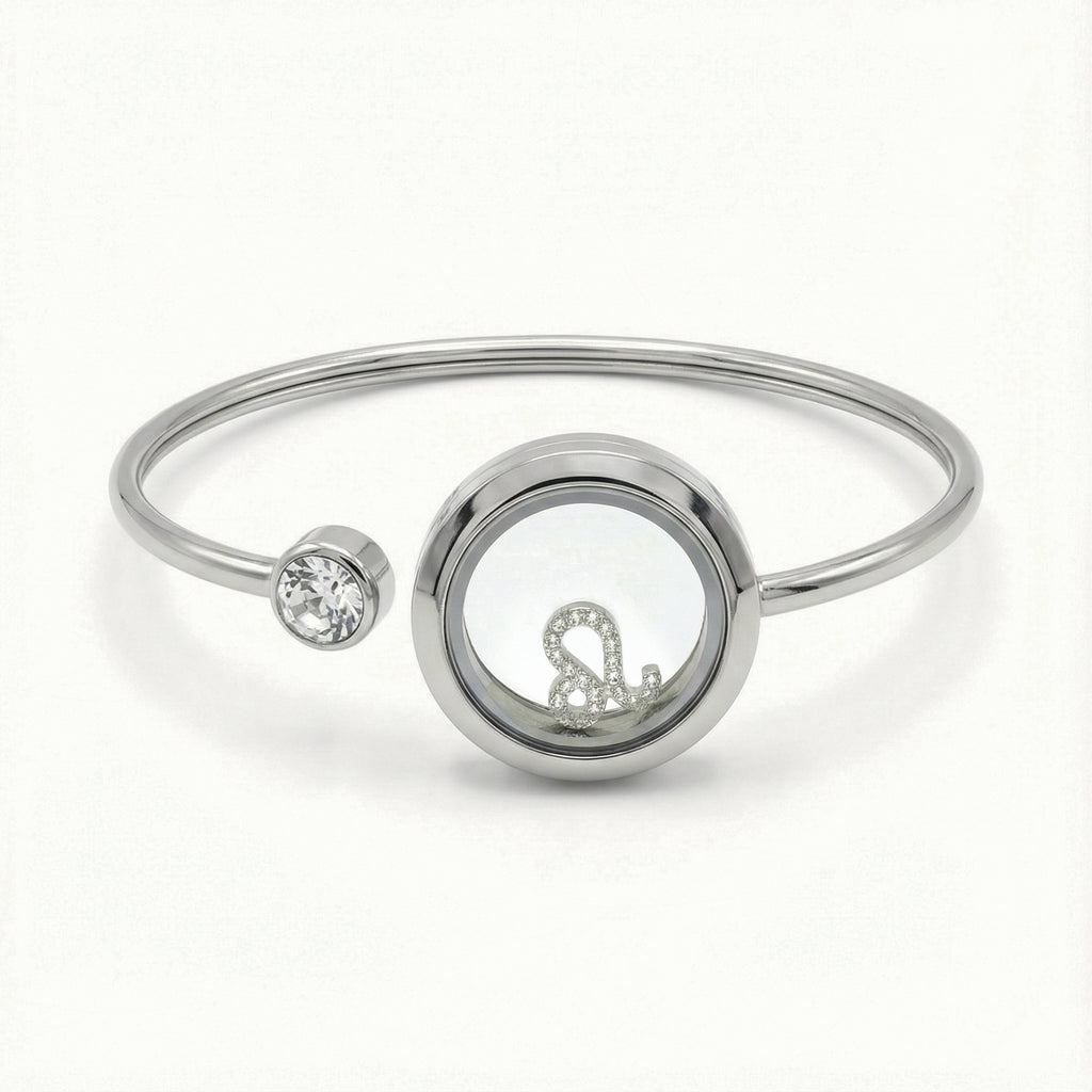 Silver Crystal Leo Charm