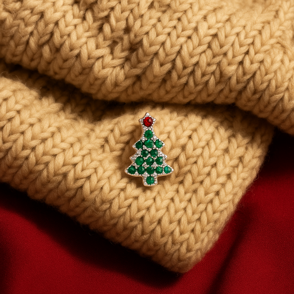 Green Crystal Christmas Tree Charm