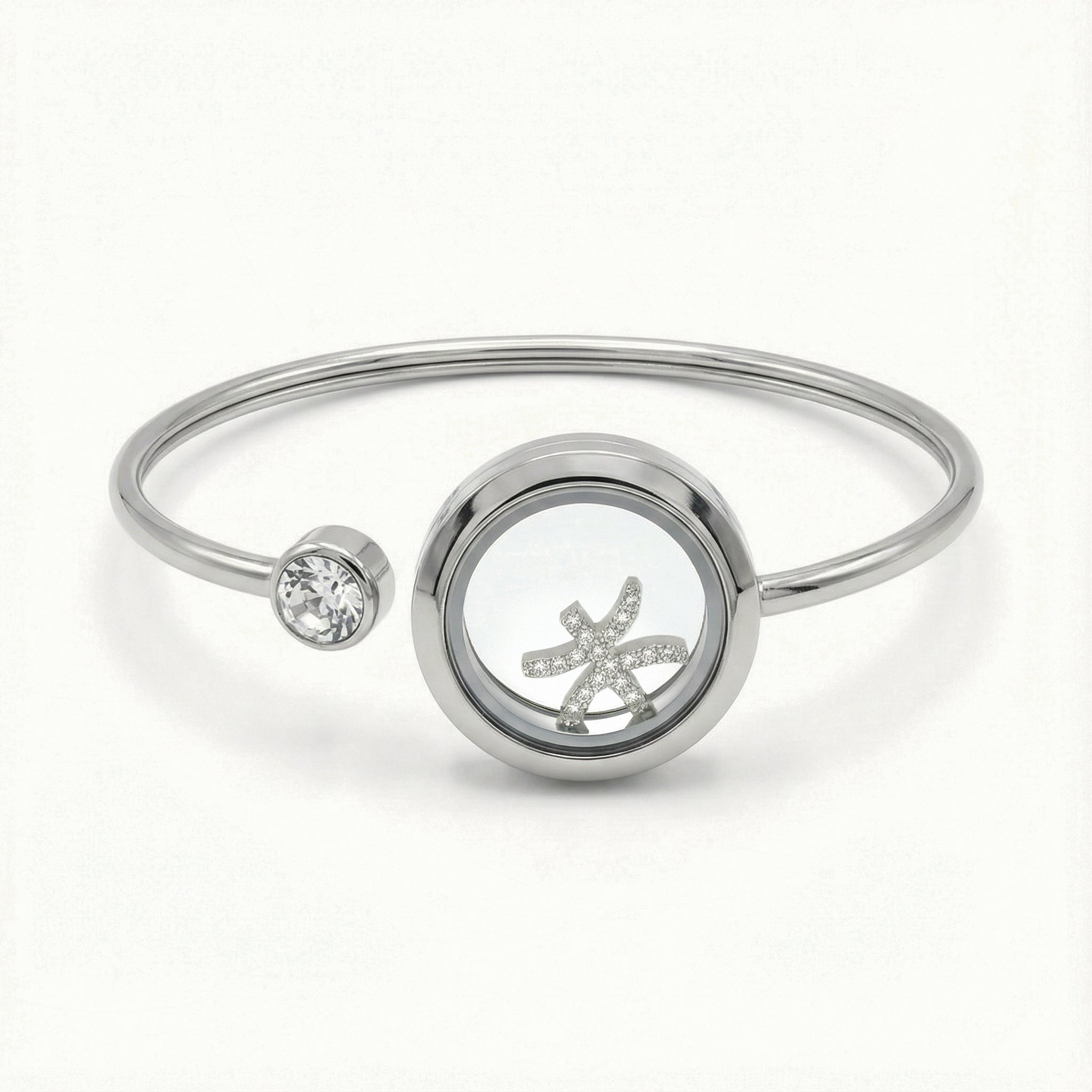 Silver Crystal Pisces Charm