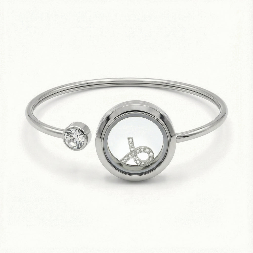 Silver Crystal Taurus Charm