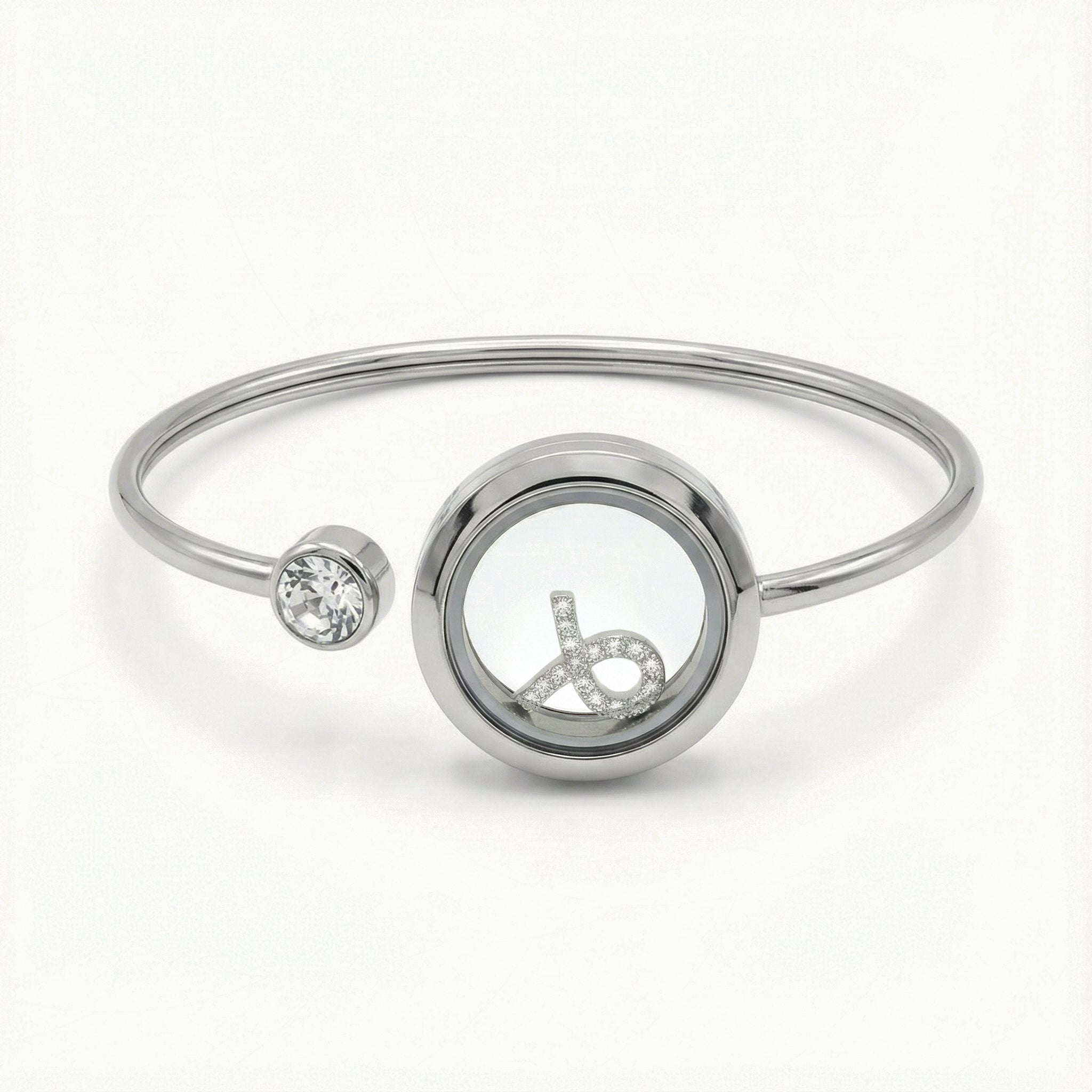Silver Crystal Taurus Charm