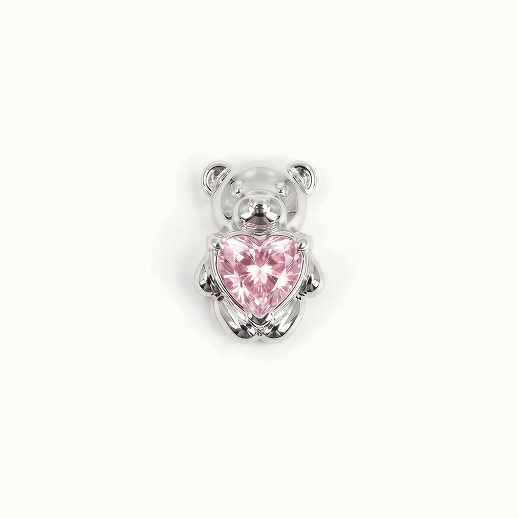 Pink Heart Teddy Bear Charm