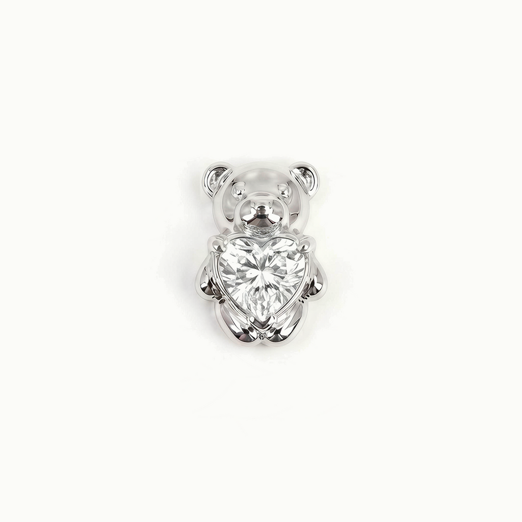 Crystal Heart Teddy Bear Charm