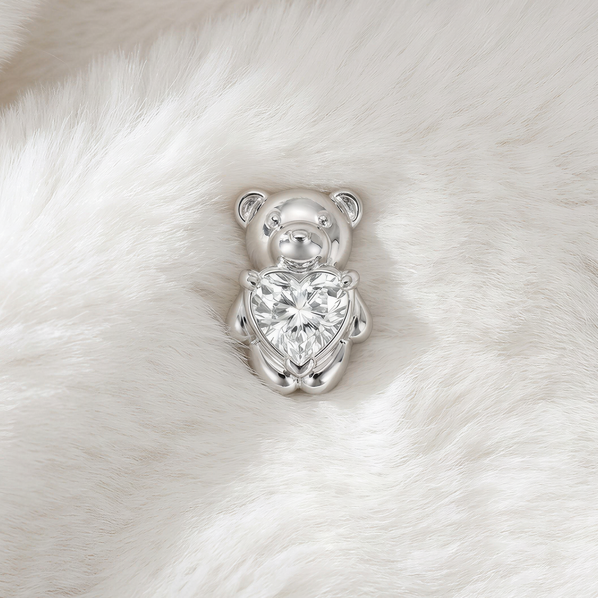 Crystal Heart Teddy Bear Charm