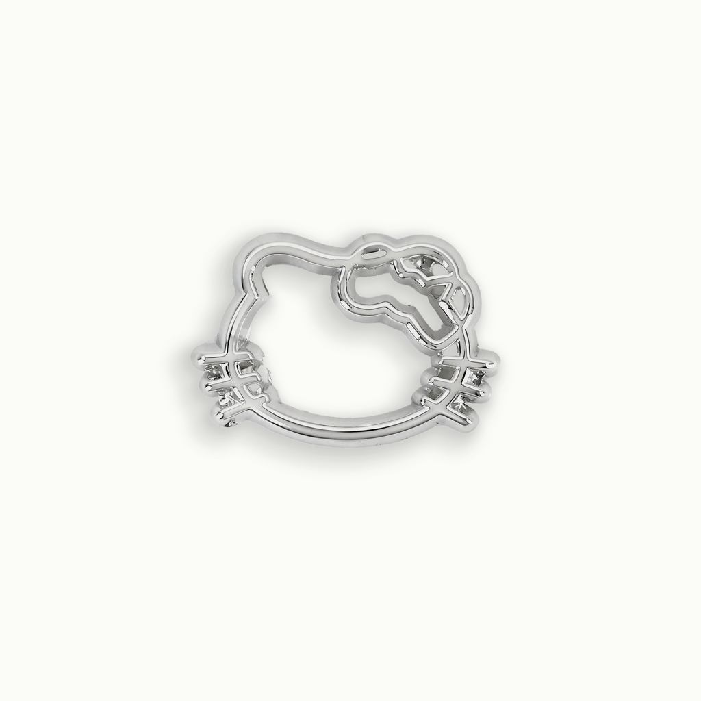 Silver Hollow Cat Silhouette Floating Charm