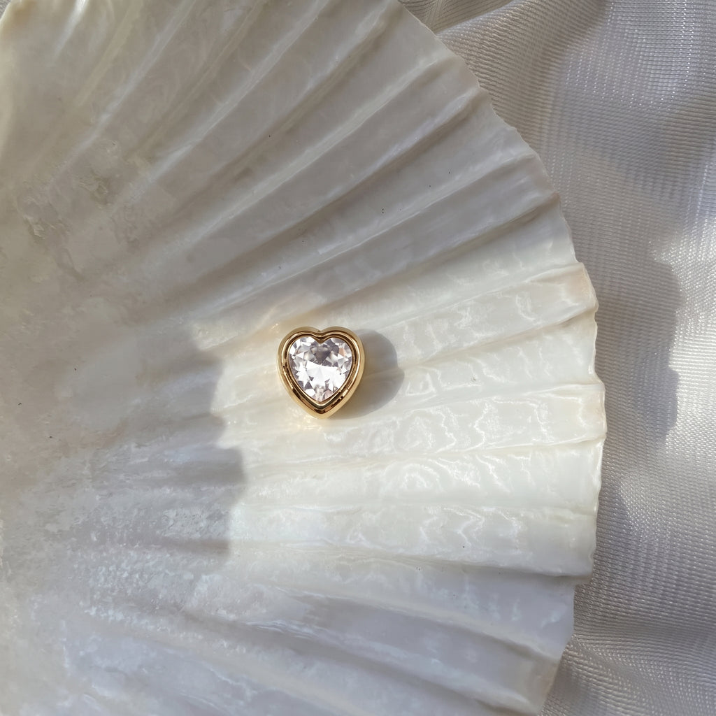 Gold Heart Crystal Floating Locket Charm