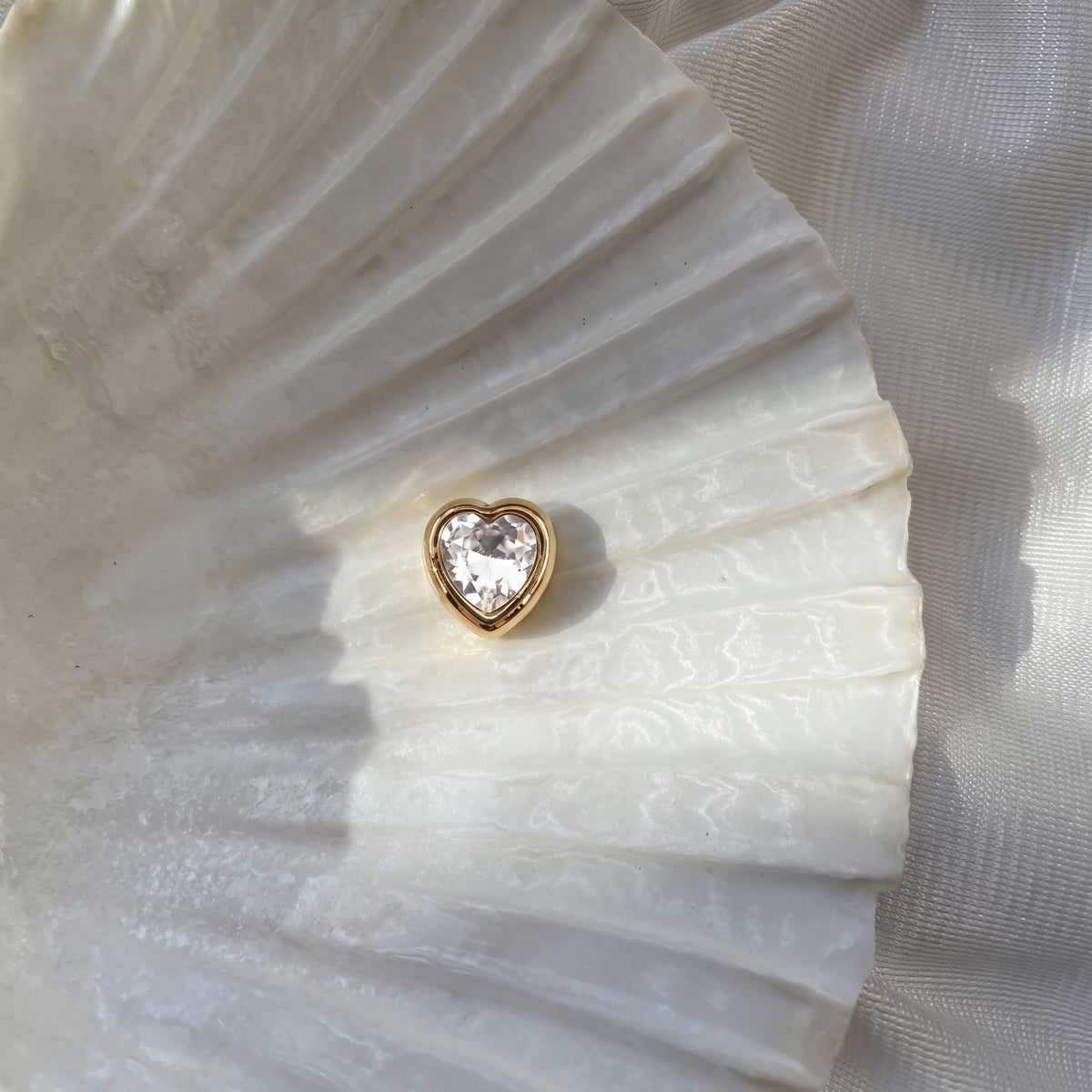 Gold Heart Crystal Floating Locket Charm