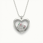 Silver Pink Bow Crystal Cat Charm