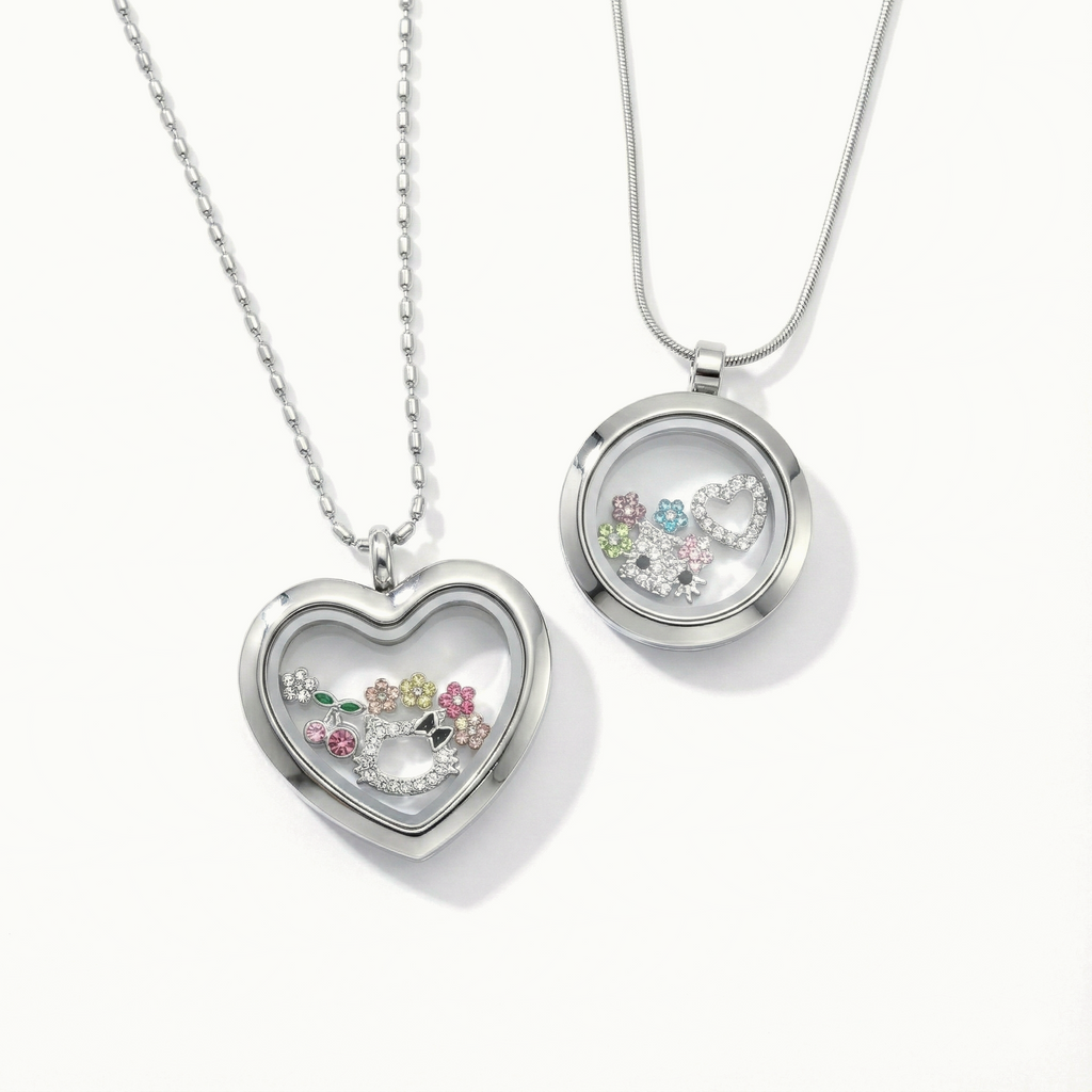 Silver Crystal Cat Silhouette Charm