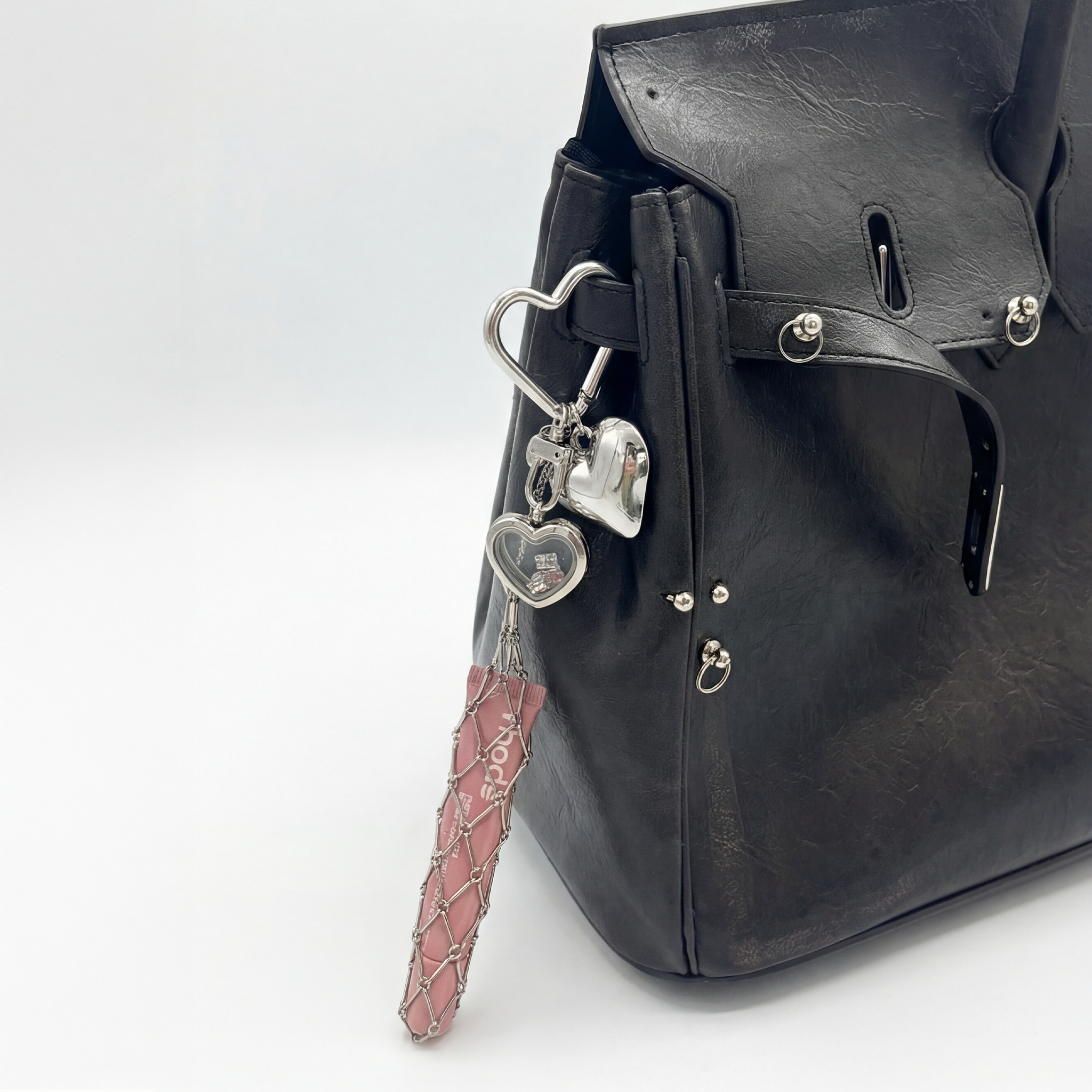 Heart Locket Lipstick Holder Bag Charm & Keychain