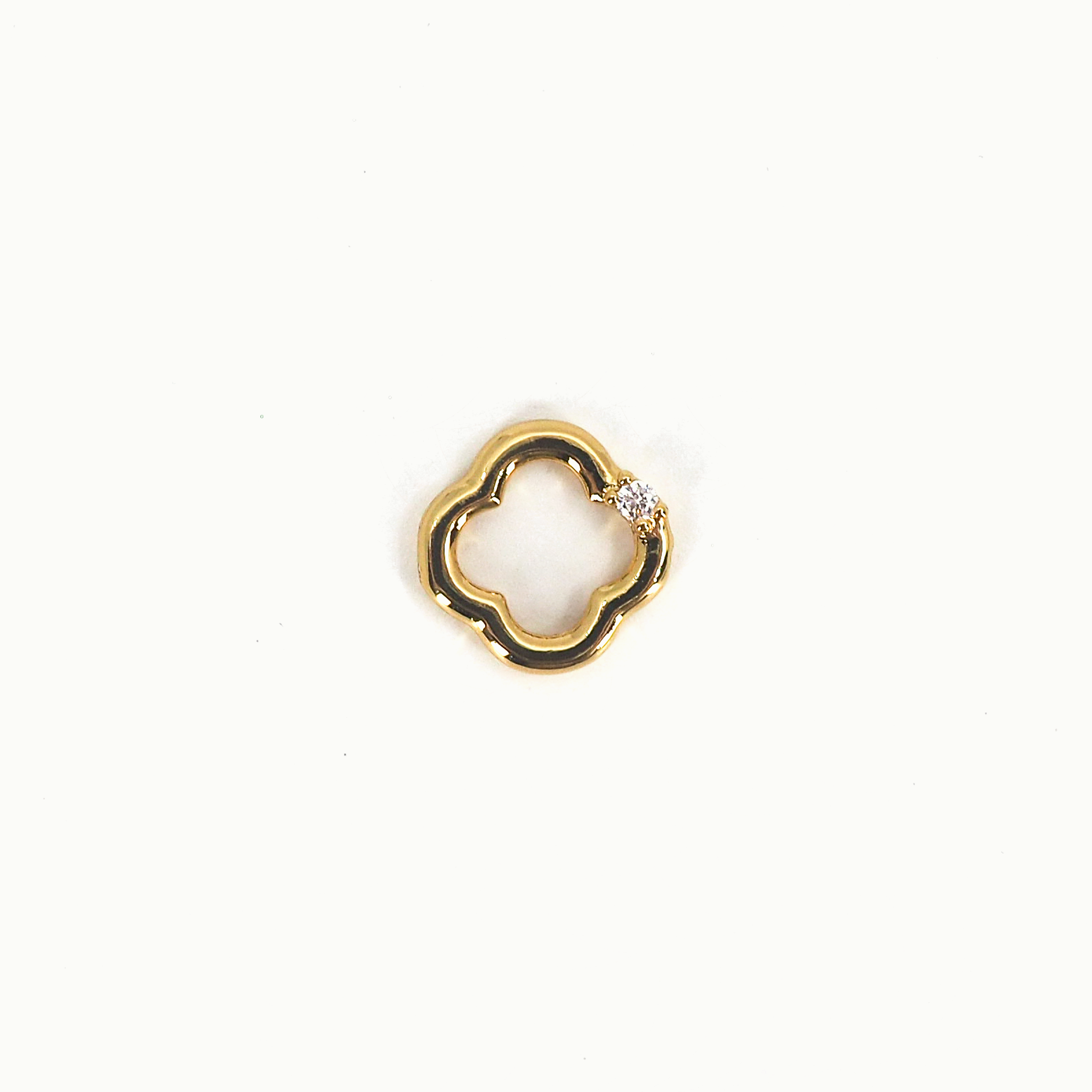 Gold Open Clover Crystal Floating Locket Charm