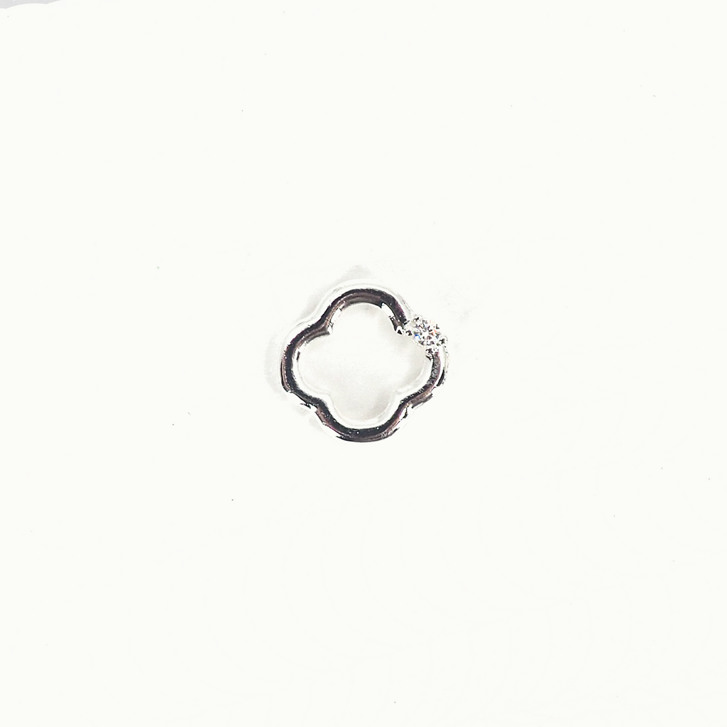 Silver Open Clover Crystal Floating Locket Charm
