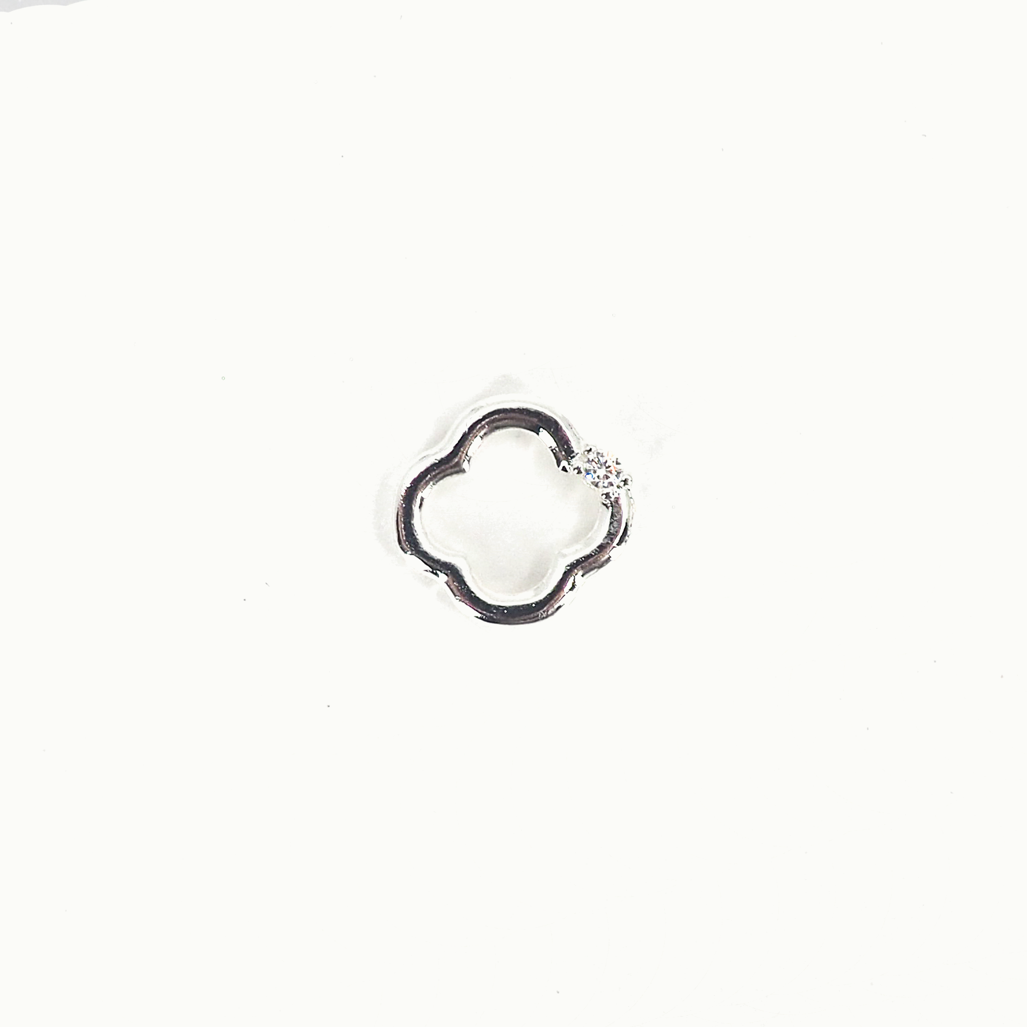 Silver Open Clover Crystal Floating Locket Charm