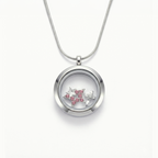 Pink Crystal Double Star Charm