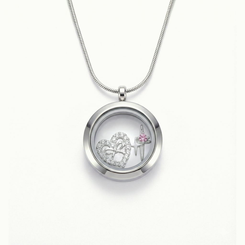 Clear Crystal Heart Bow Charm