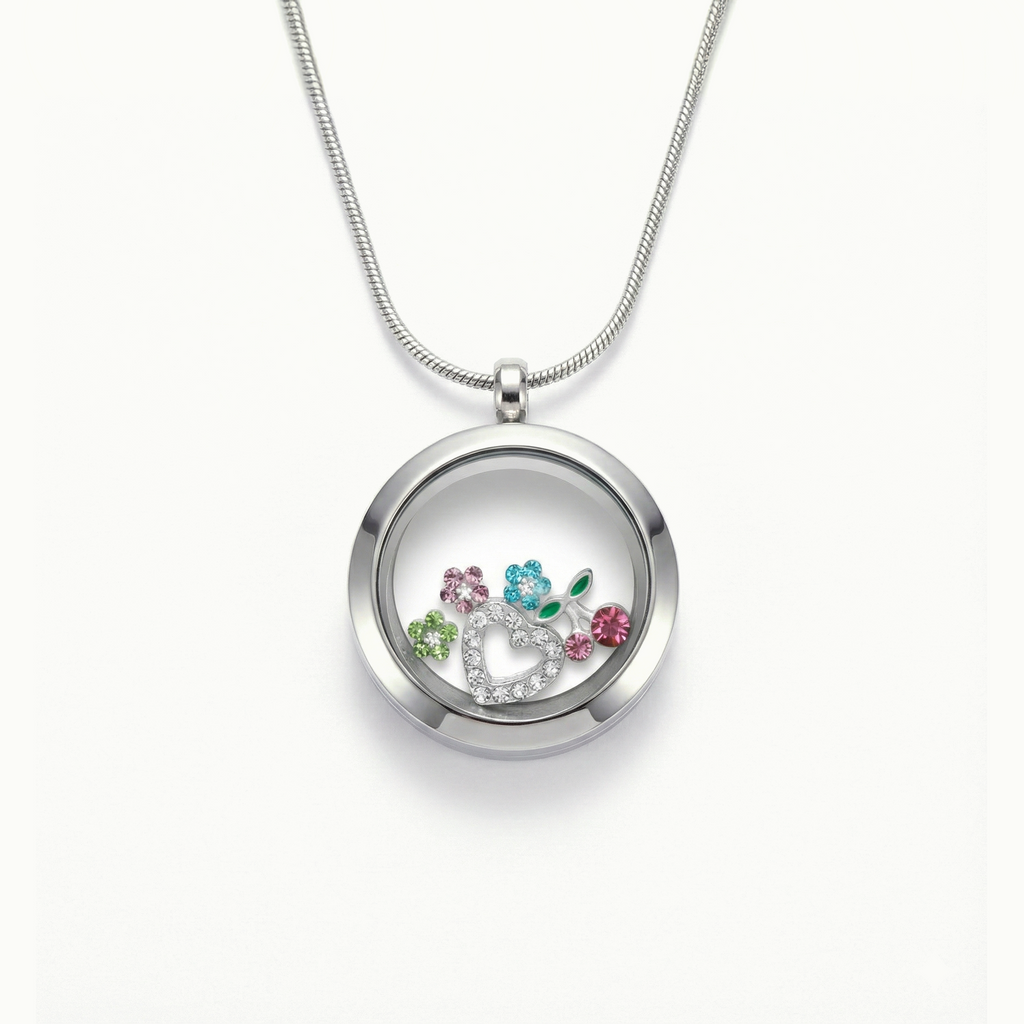 Clear Crystal Heart Charm