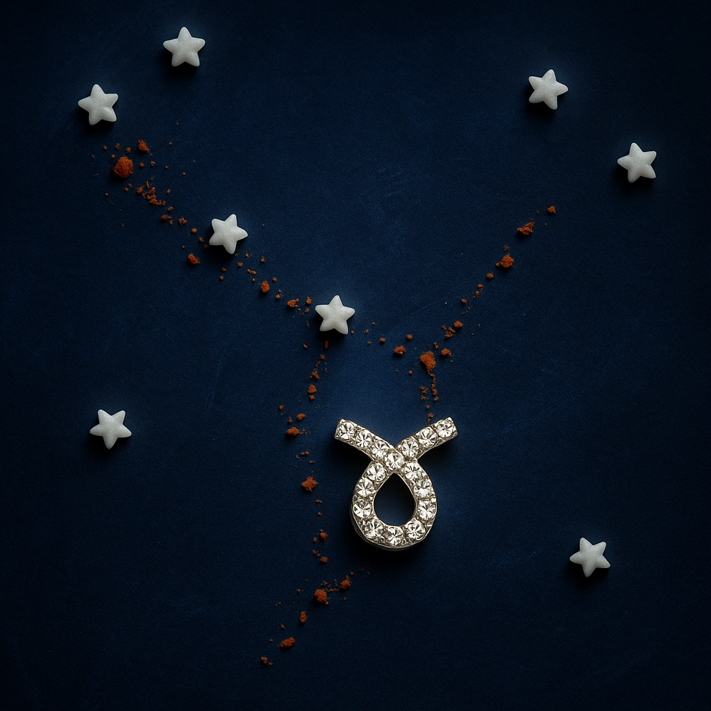 Silver Crystal Taurus Charm