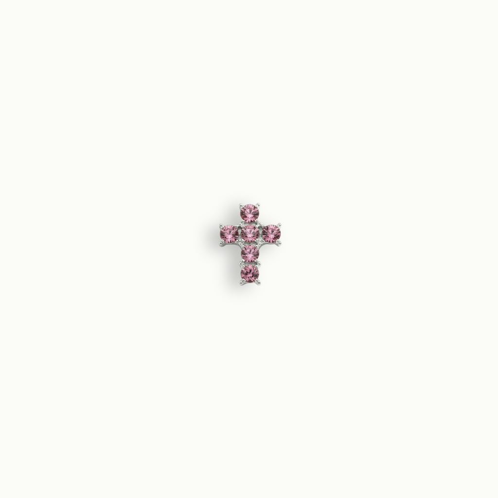 Pink Crystal Cross Charm