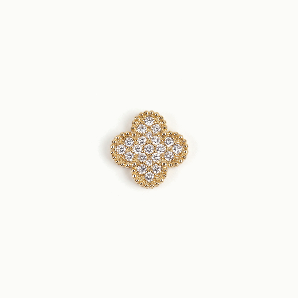 Gold Diamond Clover Floating Locket Charm