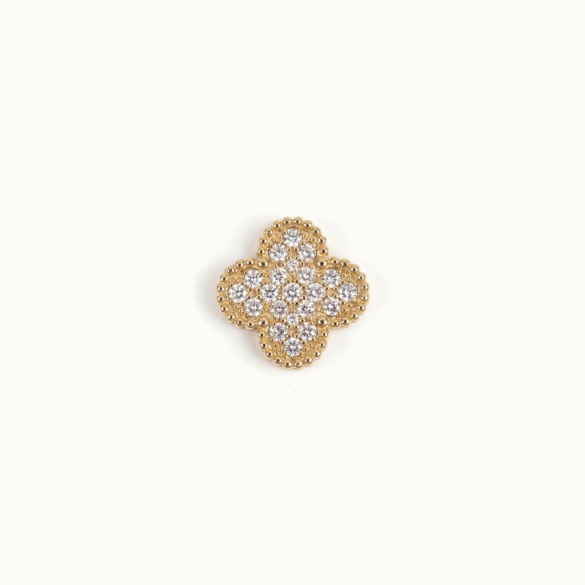 Gold Diamond Clover Floating Locket Charm