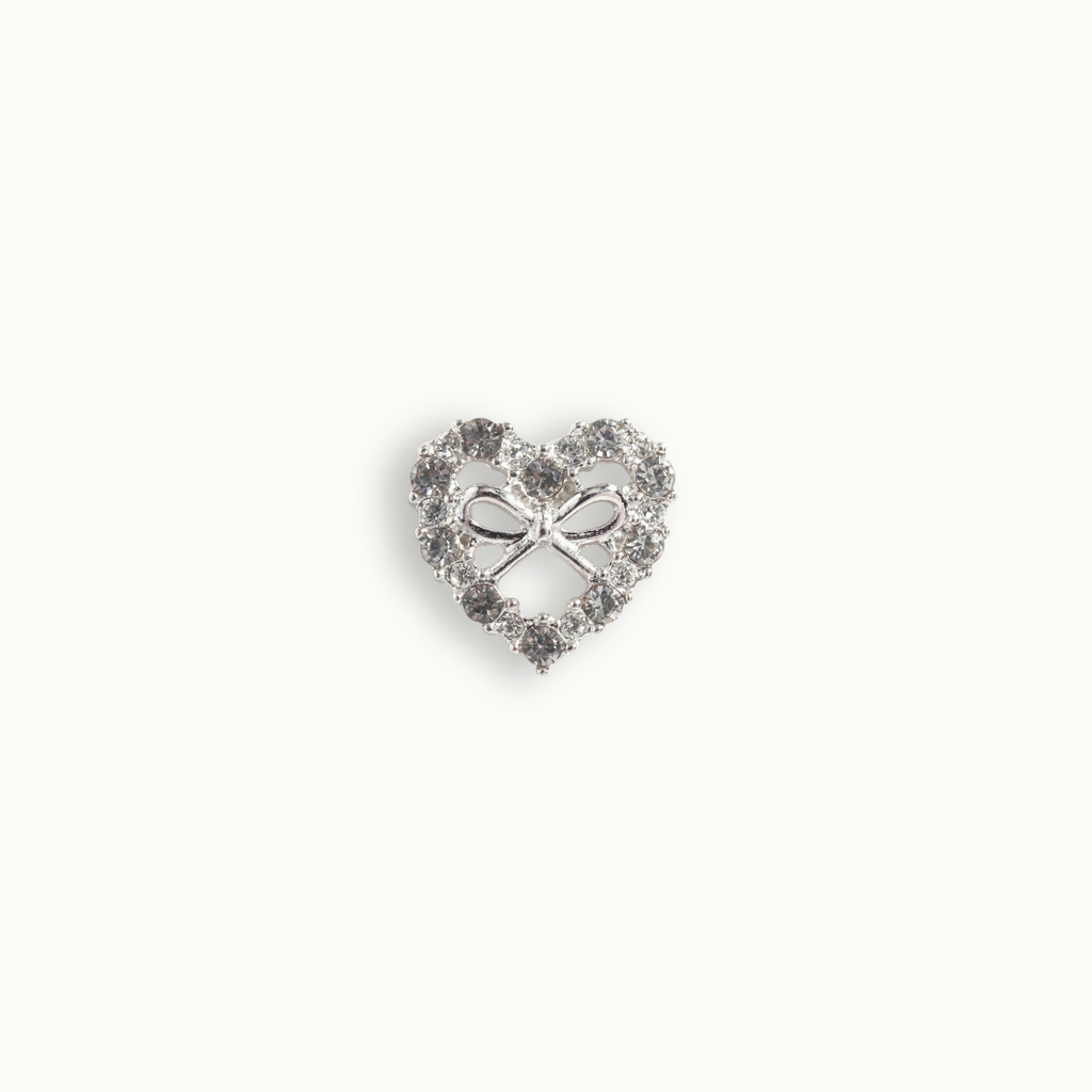 Clear Crystal Heart Bow Charm