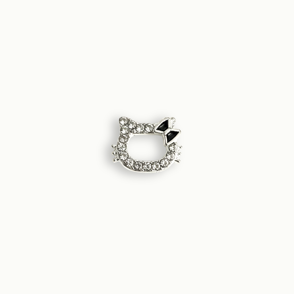 Silver Crystal Cat Silhouette Charm