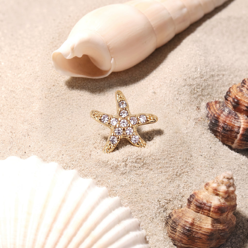 Gold Starfish Floating Locket Charm