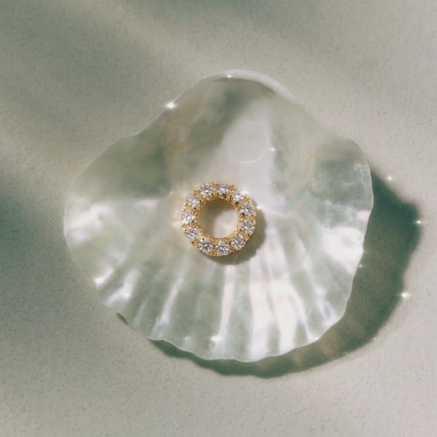 Gold Diamond Ring Floating Locket Charm