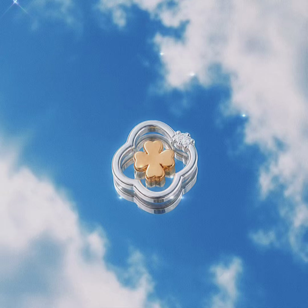 Gold Four Leaf Clover Lucky Floating Charm