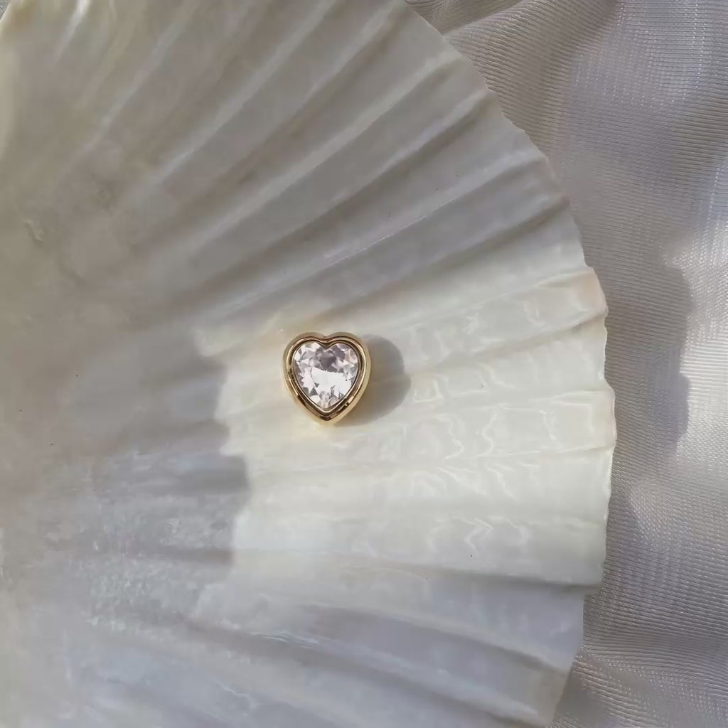 Gold Heart Crystal Floating Locket Charm