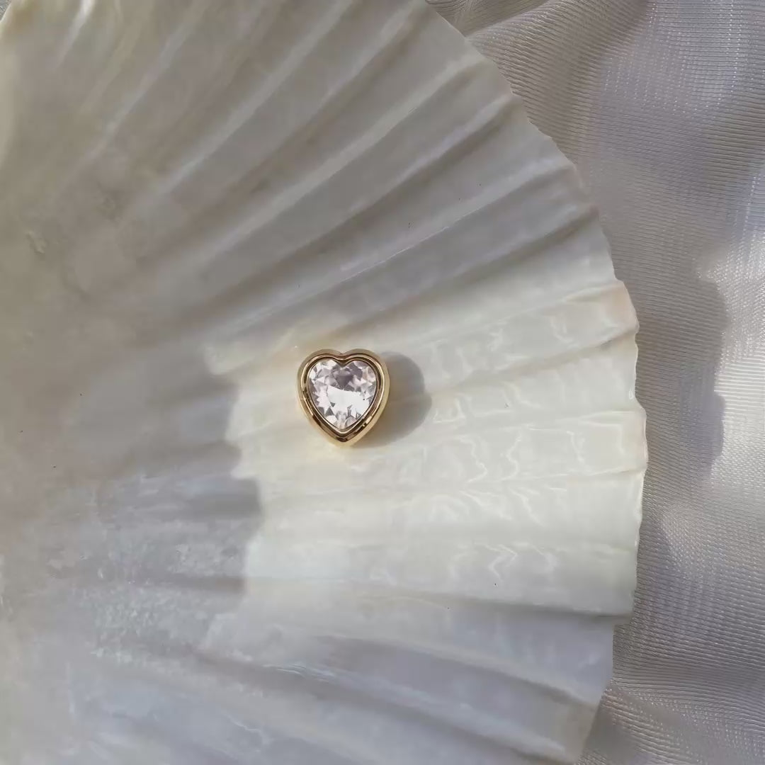 Gold Heart Crystal Floating Locket Charm