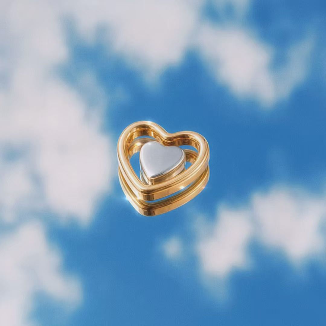 Gold Open Heart Outline Floating Locket Charm