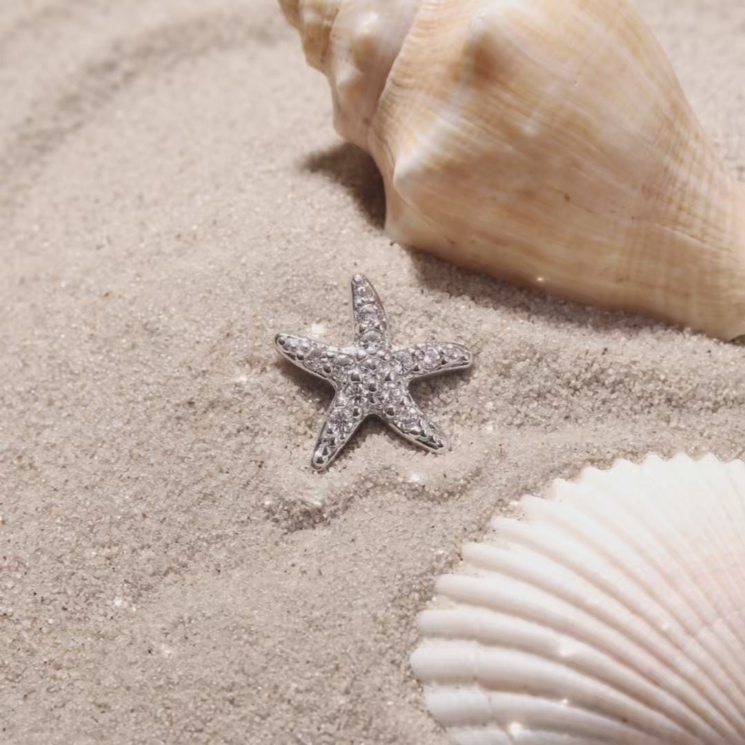 Silver Starfish Floating Locket Charm