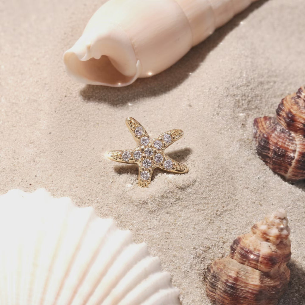 Gold Starfish Floating Locket Charm