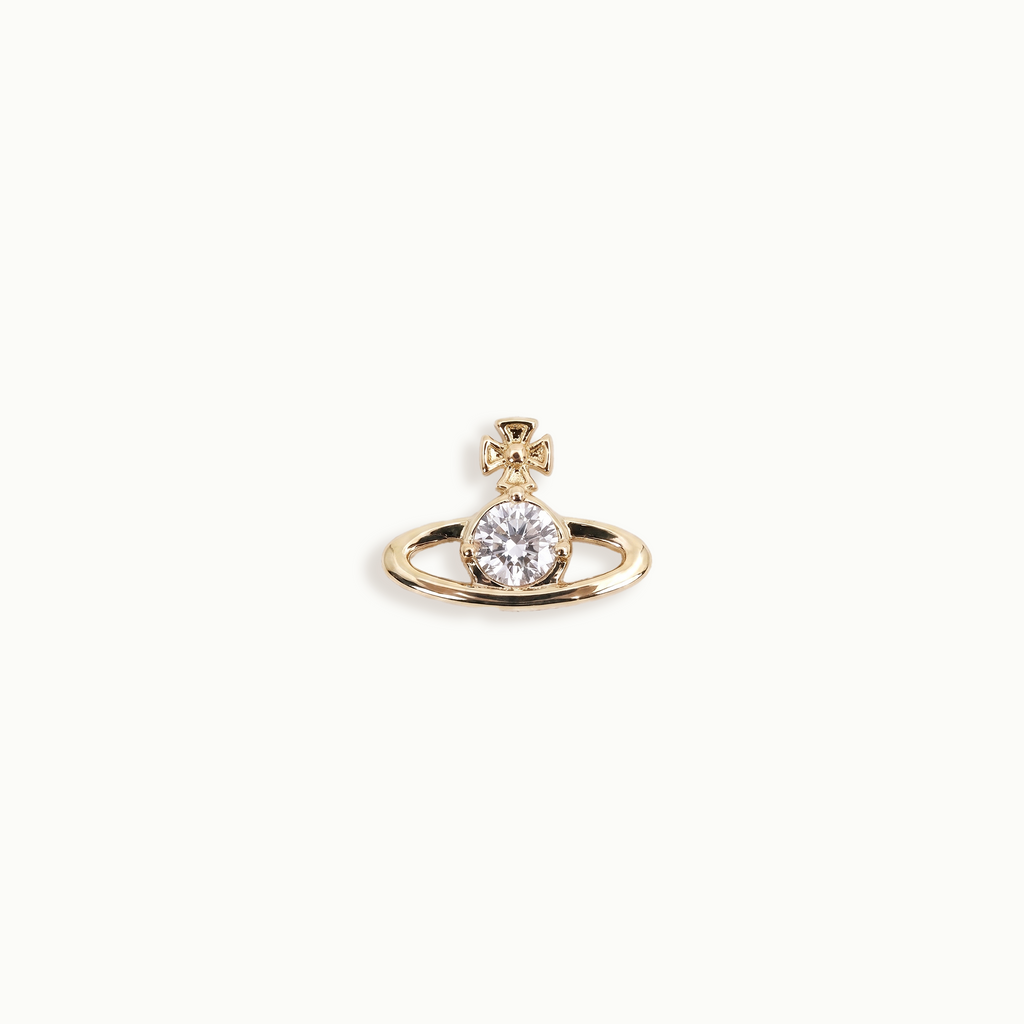 Gold Saturn Crystal Floating Locket Charm